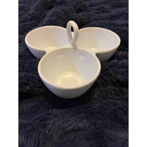 Threshold White 3 Section Serving Dish Handle Candy Nut Condiment Bowl Stoneware